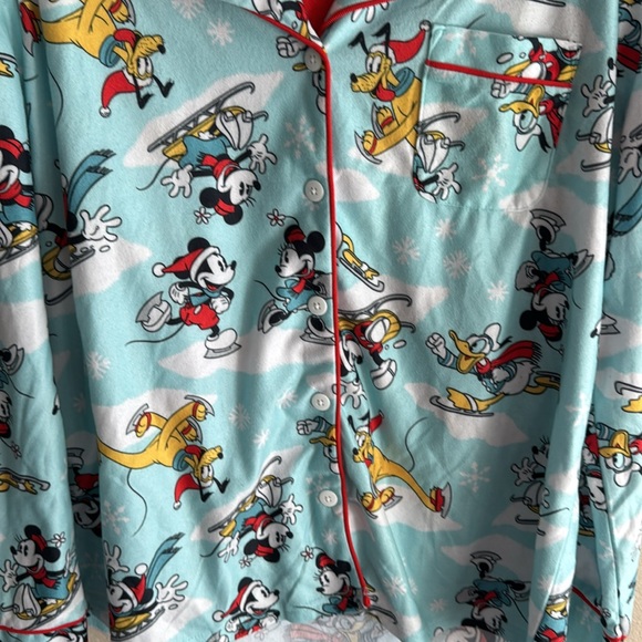 Disney 100 Anniv. Light Blue Mickey Mouse Winter Flannel Pajama Top -  Large - Picture 6 of 6